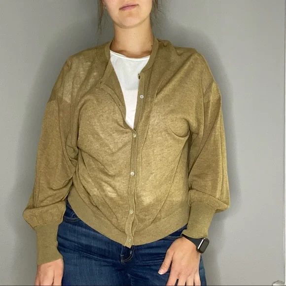 Zara Linen Blend Button Down Lightweight Cardigan Size Small - Picture 8 of 15
